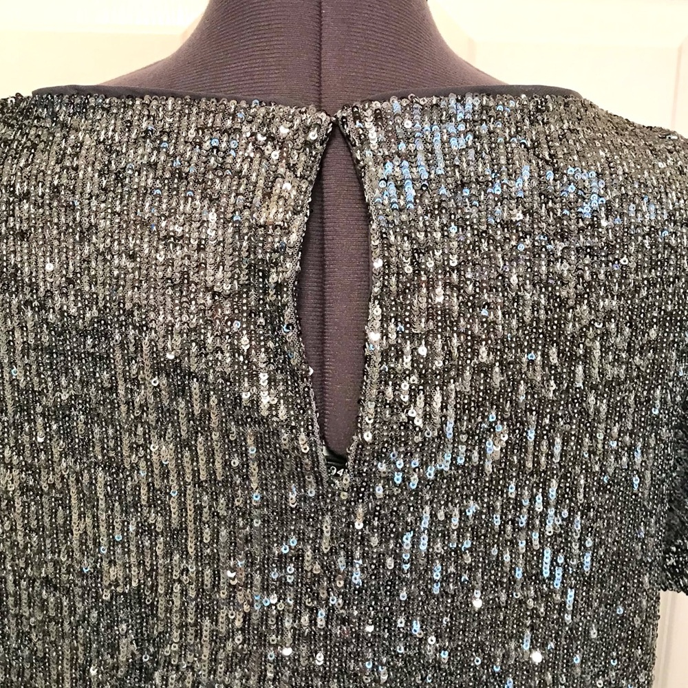 NWT Ann Taylor Silver Sequin Shift Cocktail Dress - Picture 14 of 16